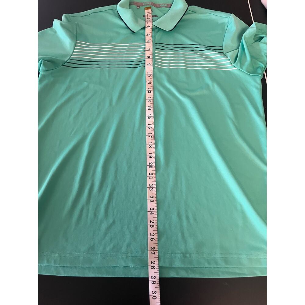 Adidas Men's Golf Polo green striped athleisure sportwear casual size large - Picture 5 of 8